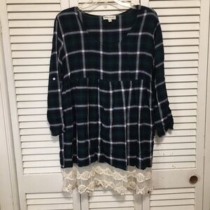 Tassel N Lace Plaid Tunic Size Small